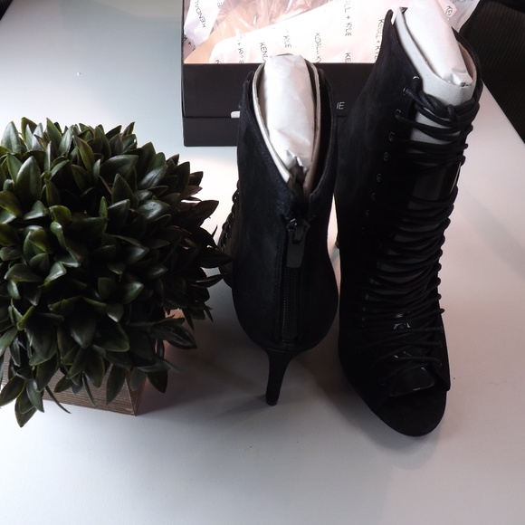 Kendall & Kylie Shoes - Kendall & Kylie Ginny Black Suede LaceUp Heels New